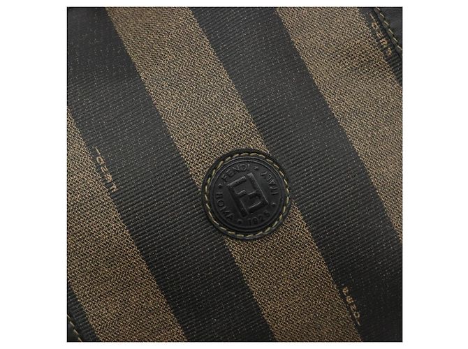 Pequin Borsa Boston FENDI in tela Pecan PVC Nero Marrone Auth hk3981 - vista 18