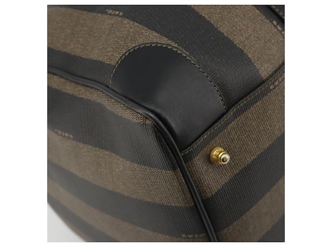 Pequin Borsa Boston FENDI in tela Pecan PVC Nero Marrone Auth hk3981 - vista 9