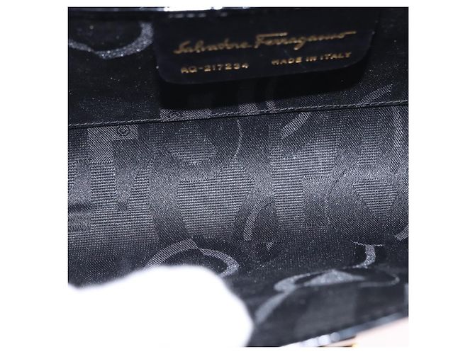 Borsa a tracolla Salvatore Ferragamo Gancini Chain Patent Black Gold Auth ka5498 Nero - vista 11