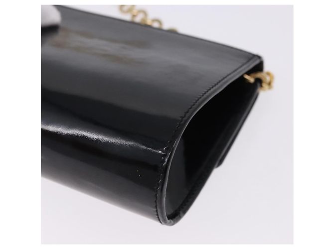 Borsa a tracolla Salvatore Ferragamo Gancini Chain Patent Black Gold Auth ka5498 Nero - vista 16