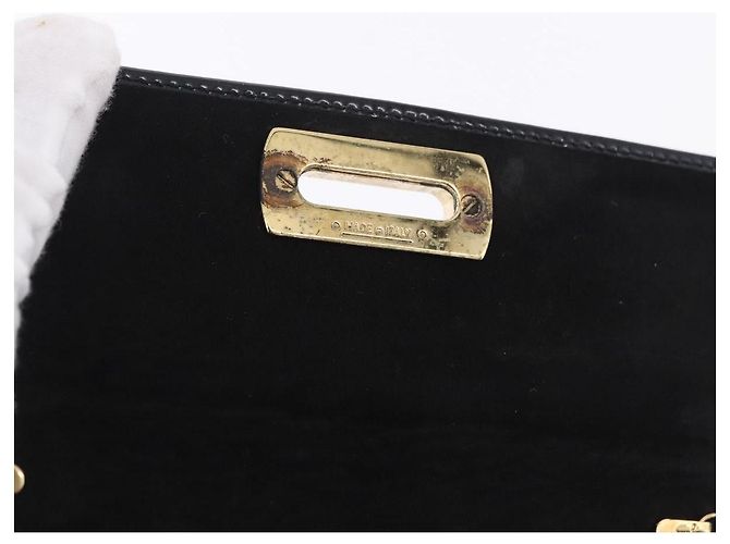 Borsa a tracolla Salvatore Ferragamo Gancini Chain Patent Black Gold Auth ka5498 Nero - vista 18
