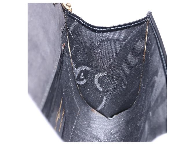 Borsa a tracolla Salvatore Ferragamo Gancini Chain Patent Black Gold Auth ka5498 Nero - vista 19
