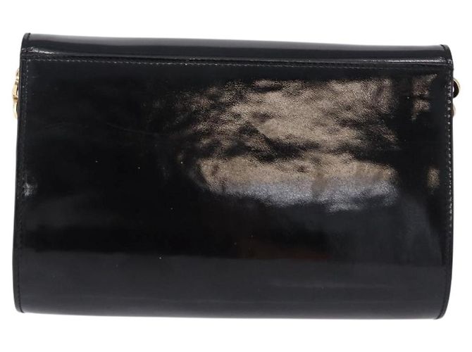 Borsa a tracolla Salvatore Ferragamo Gancini Chain Patent Black Gold Auth ka5498 Nero - vista 2