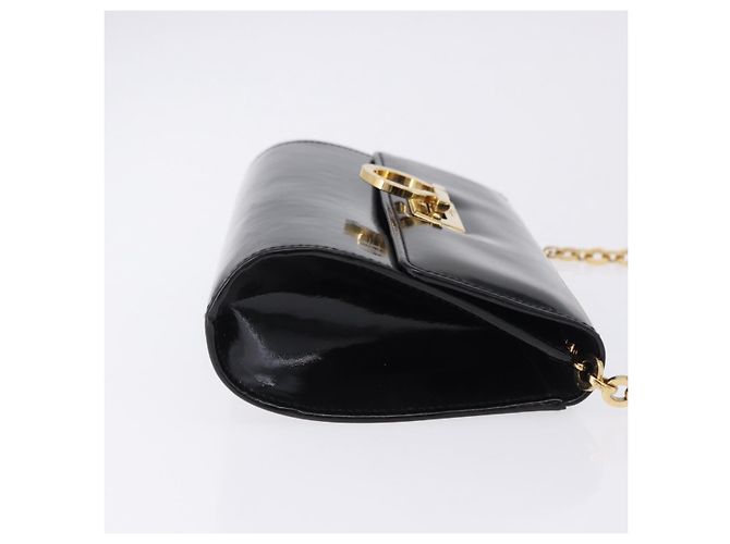 Borsa a tracolla Salvatore Ferragamo Gancini Chain Patent Black Gold Auth ka5498 Nero - vista 3