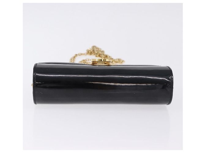 Borsa a tracolla Salvatore Ferragamo Gancini Chain Patent Black Gold Auth ka5498 Nero - vista 5