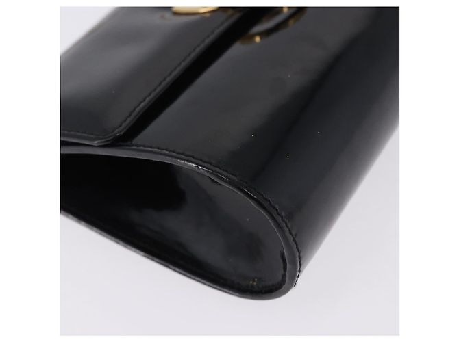 Borsa a tracolla Salvatore Ferragamo Gancini Chain Patent Black Gold Auth ka5498 Nero - vista 9