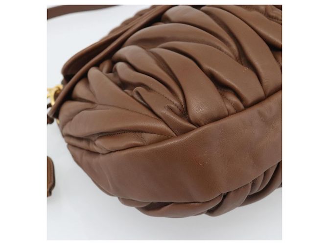 Borsa a tracolla Miu Miu Matelassé con catena in pelle 2way Marrone Oro Auth 194745V D'oro - vista 17