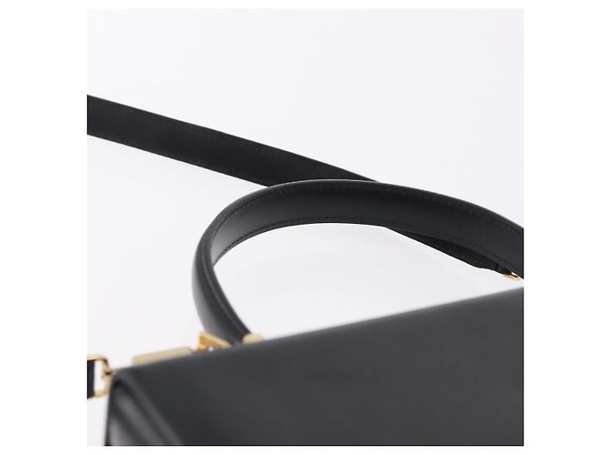 Bolsa Salvatore Ferragamo Gancini em couro 2way Preta Dourada Auth 192528A Preto Dourado - vista 14