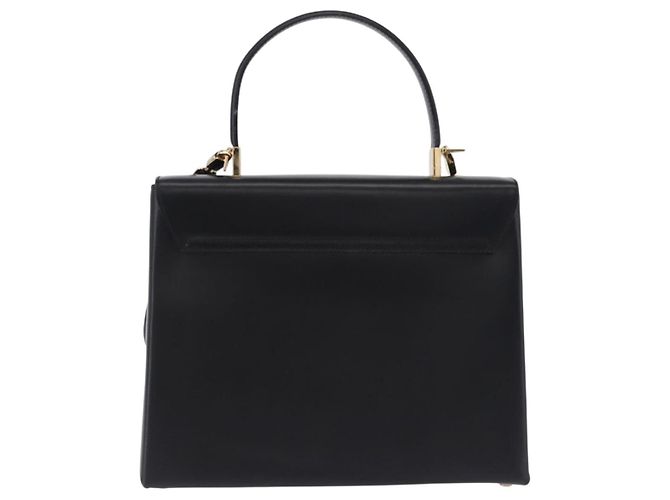 Bolsa Salvatore Ferragamo Gancini em couro 2way Preta Dourada Auth 192528A Preto Dourado - vista 2