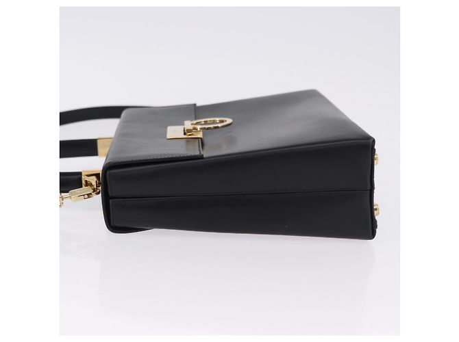 Bolsa Salvatore Ferragamo Gancini em couro 2way Preta Dourada Auth 192528A Preto Dourado - vista 4
