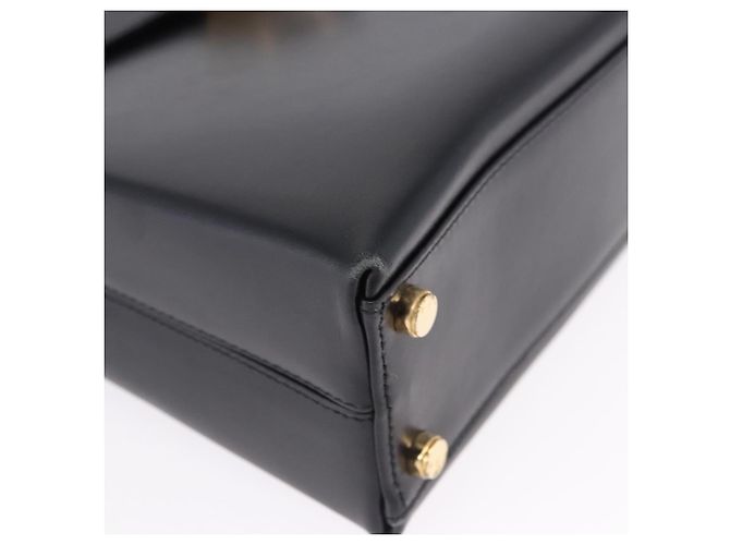 Bolsa Salvatore Ferragamo Gancini em couro 2way Preta Dourada Auth 192528A Preto Dourado - vista 9