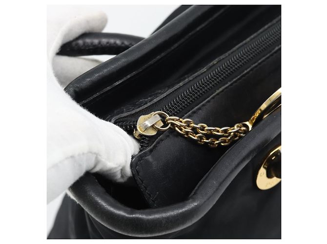 Céline Borsa a mano CELINE Nylon Black Gold Auth 195193 Nero D'oro - vista 10