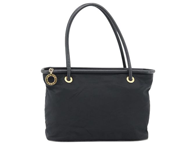Céline Borsa a mano CELINE Nylon Black Gold Auth 195193 Nero D'oro - vista 13
