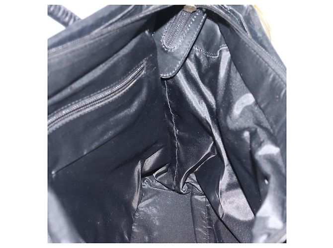 Céline Borsa a mano CELINE Nylon Black Gold Auth 195193 Nero D'oro - vista 19