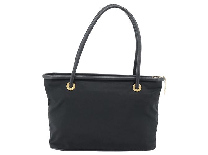 Céline Borsa a mano CELINE Nylon Black Gold Auth 195193 Nero D'oro - vista 2