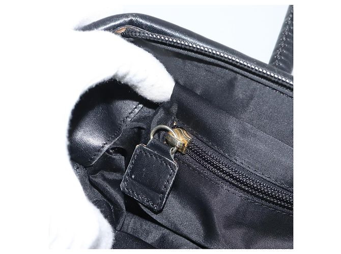 Céline Borsa a mano CELINE Nylon Black Gold Auth 195193 Nero D'oro - vista 21