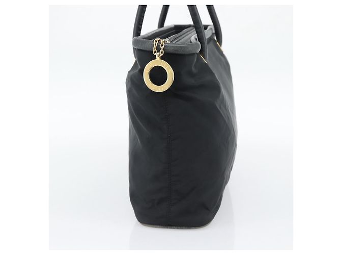 Céline Borsa a mano CELINE Nylon Black Gold Auth 195193 Nero D'oro - vista 3