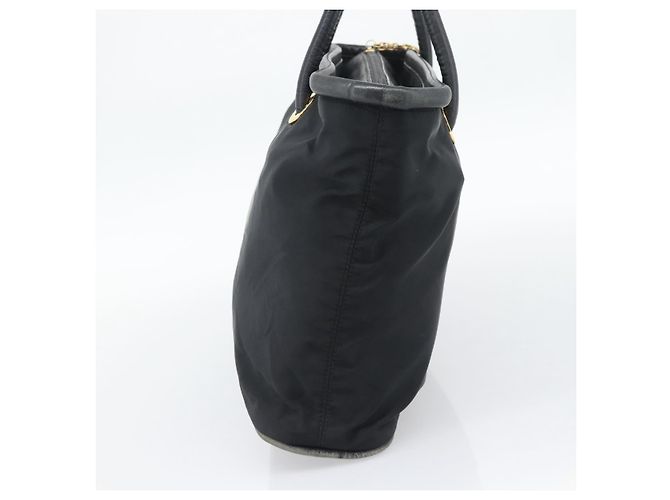 Céline Borsa a mano CELINE Nylon Black Gold Auth 195193 Nero D'oro - vista 4