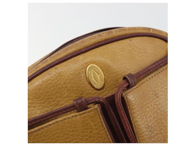 Borsa a tracolla CARTIER Must Line in pelle beige e oro Auth 194176 D'oro - vista 17