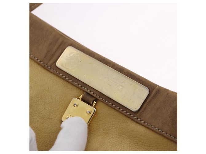 Borsa a tracolla LOEWE Anagram in pelle beige e oro autentica bs36682 D'oro - vista 11