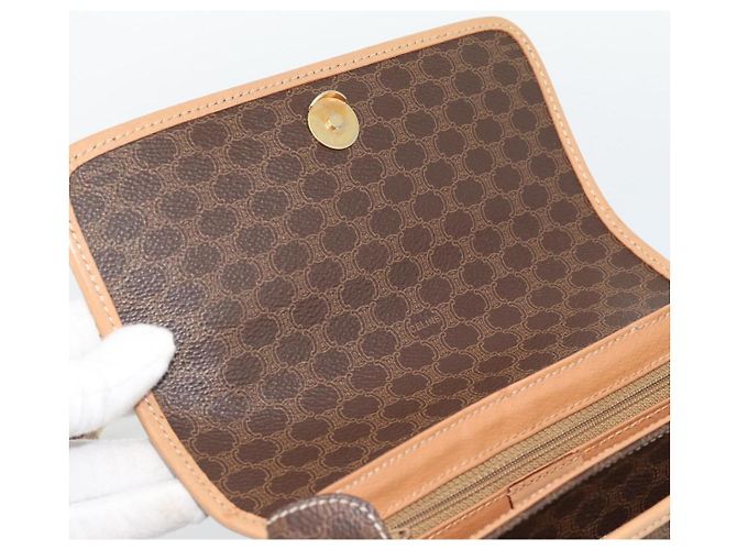 Céline Borsa a tracolla CELINE Macadam Canvas PVC Leather Brown Gold Auth 194297A Marrone D'oro - vista 10