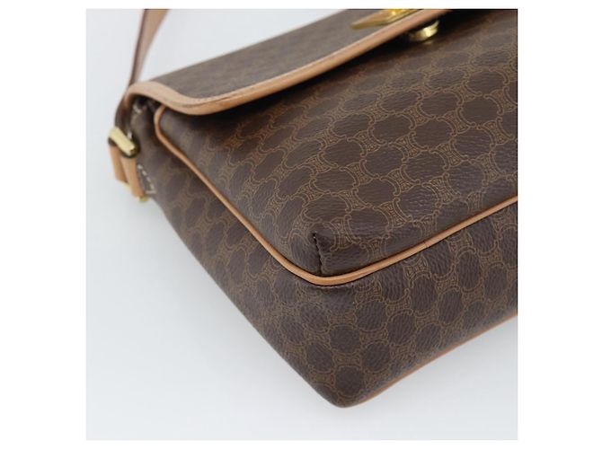 Céline Borsa a tracolla CELINE Macadam Canvas PVC Leather Brown Gold Auth 194297A Marrone D'oro - vista 14