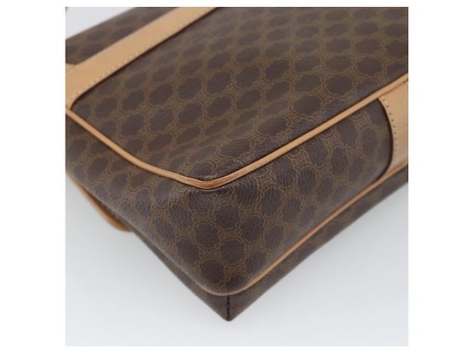 Céline Borsa a tracolla CELINE Macadam Canvas PVC Leather Brown Gold Auth 194297A Marrone D'oro - vista 16