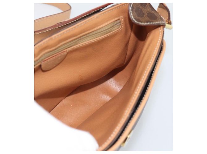 Céline Borsa a tracolla CELINE Macadam Canvas PVC Leather Brown Gold Auth 194297A Marrone D'oro - vista 17
