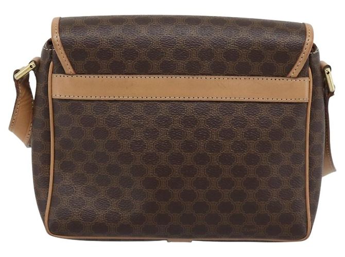Céline Borsa a tracolla CELINE Macadam Canvas PVC Leather Brown Gold Auth 194297A Marrone D'oro - vista 2