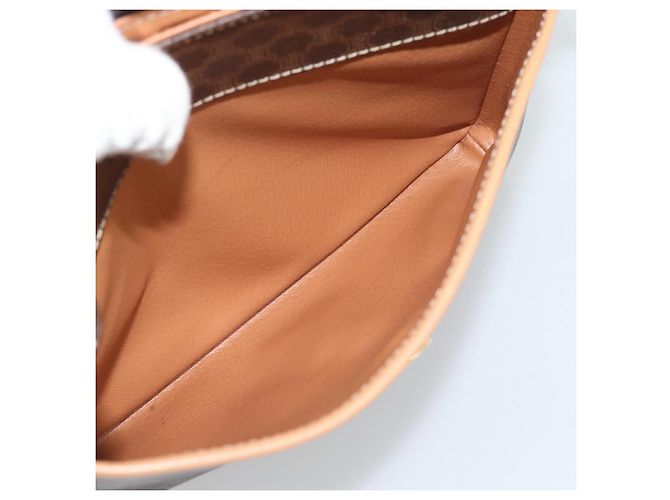 Céline Borsa a tracolla CELINE Macadam Canvas PVC Leather Brown Gold Auth 194297A Marrone D'oro - vista 21