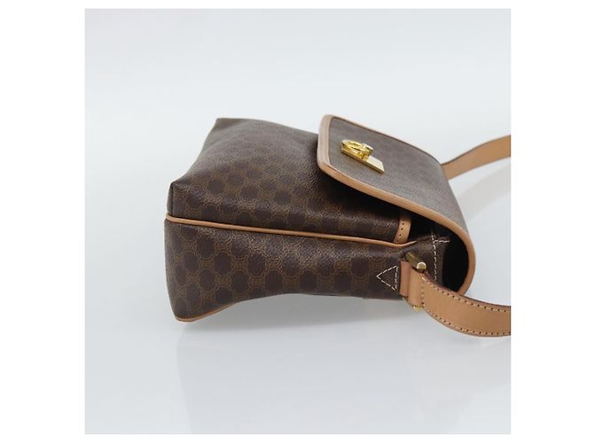 Céline Borsa a tracolla CELINE Macadam Canvas PVC Leather Brown Gold Auth 194297A Marrone D'oro - vista 4