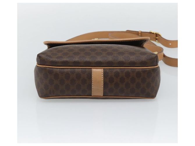 Céline Borsa a tracolla CELINE Macadam Canvas PVC Leather Brown Gold Auth 194297A Marrone D'oro - vista 5