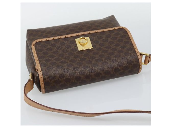 Céline Borsa a tracolla CELINE Macadam Canvas PVC Leather Brown Gold Auth 194297A Marrone D'oro - vista 6