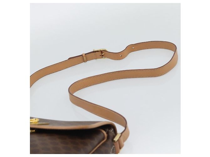 Céline Borsa a tracolla CELINE Macadam Canvas PVC Leather Brown Gold Auth 194297A Marrone D'oro - vista 8