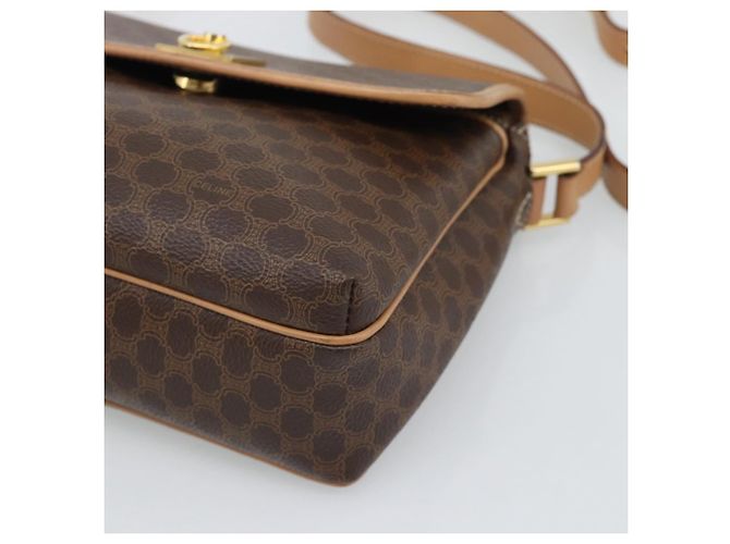 Céline Borsa a tracolla CELINE Macadam Canvas PVC Leather Brown Gold Auth 194297A Marrone D'oro - vista 9