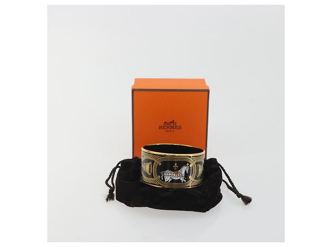 Hermès Bracciale HERMES Emile TGM metallo Cloisonné Marrone Scuro Auth 191963V - vista 12