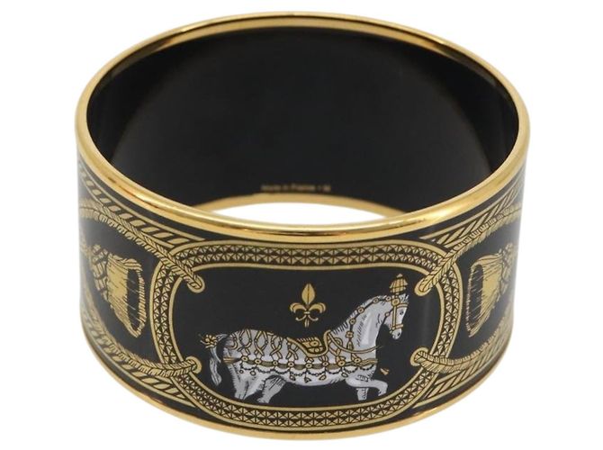 Hermès Bracciale HERMES Emile TGM metallo Cloisonné Marrone Scuro Auth 191963V - vista 2