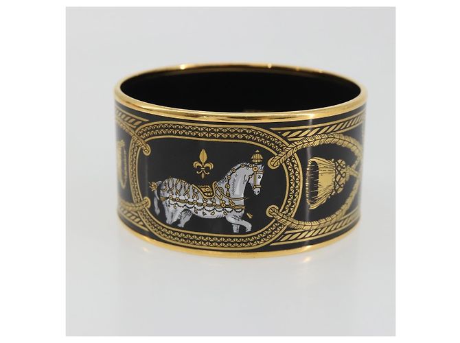 Hermès Bracciale HERMES Emile TGM metallo Cloisonné Marrone Scuro Auth 191963V - vista 5