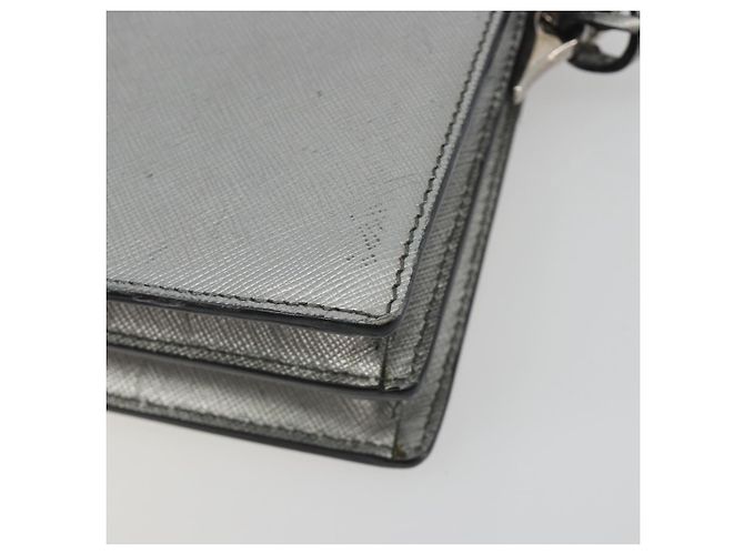 Borsa a tracolla PRADA pelle Saffiano Silver Auth bs36601 Argento - vista 17