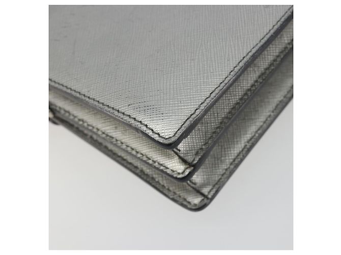 Borsa a tracolla PRADA pelle Saffiano Silver Auth bs36601 Argento - vista 18