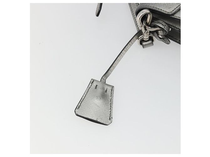 Borsa a tracolla PRADA pelle Saffiano Silver Auth bs36601 Argento - vista 20