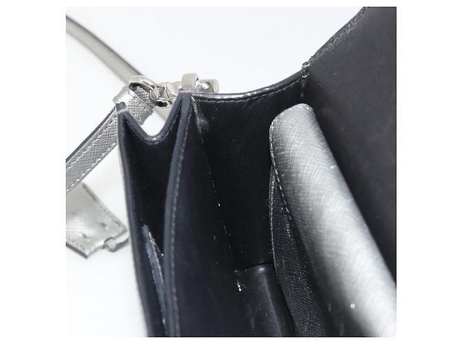 Borsa a tracolla PRADA pelle Saffiano Silver Auth bs36601 Argento - vista 24