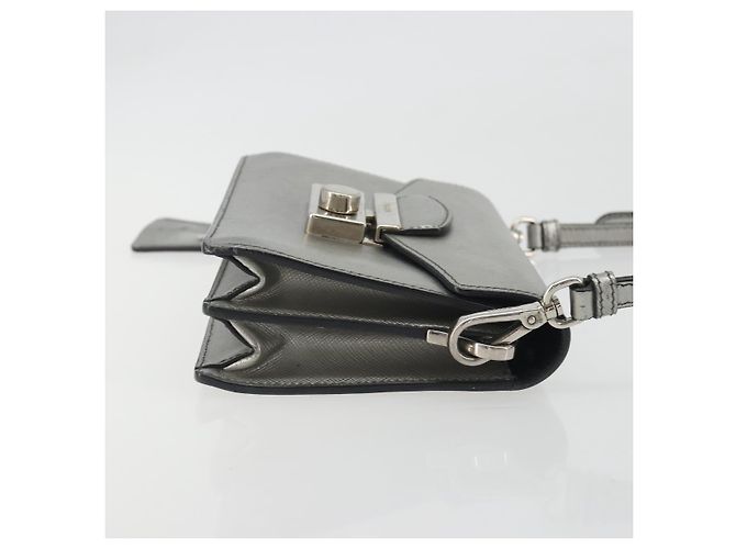 Borsa a tracolla PRADA pelle Saffiano Silver Auth bs36601 Argento - vista 3