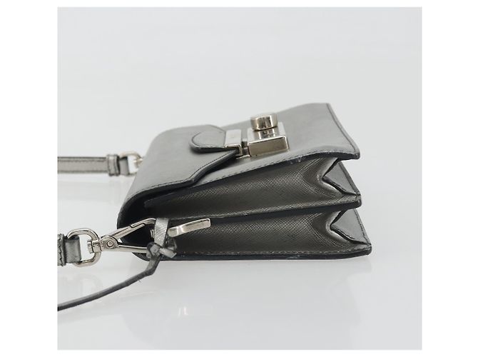 Borsa a tracolla PRADA pelle Saffiano Silver Auth bs36601 Argento - vista 4