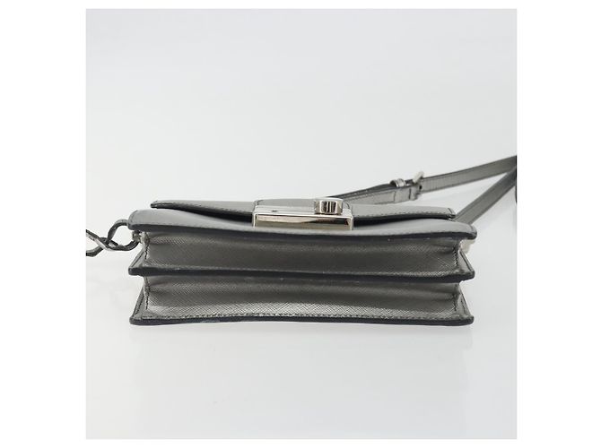 Borsa a tracolla PRADA pelle Saffiano Silver Auth bs36601 Argento - vista 5
