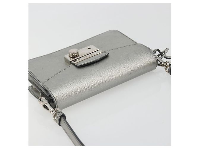 Borsa a tracolla PRADA pelle Saffiano Silver Auth bs36601 Argento - vista 6