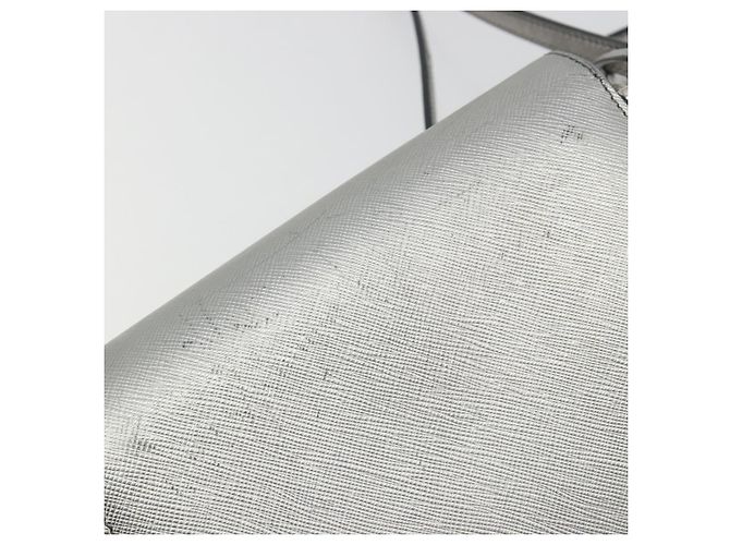 Borsa a tracolla PRADA pelle Saffiano Silver Auth bs36601 Argento - vista 8