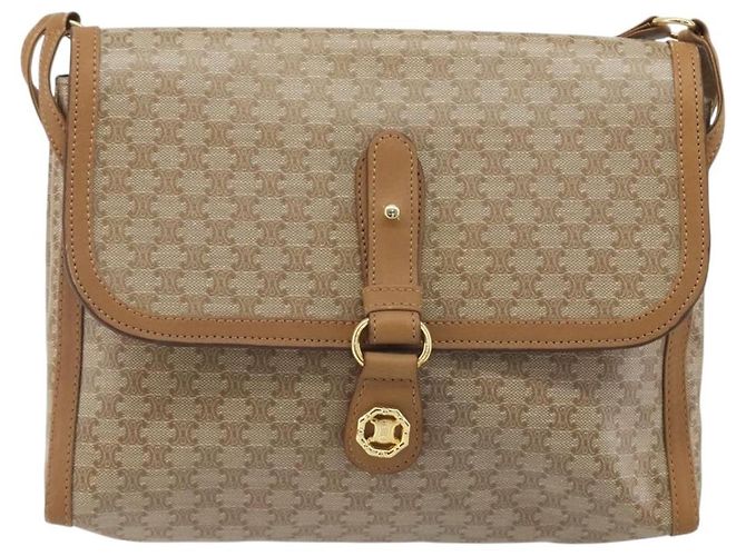 Céline Borsa a Tracolla CELINE Macadam PVC Pelle Beige Tono Oro Auth 194144A - vista 13