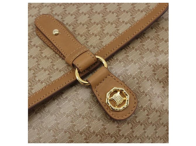 Céline Borsa a Tracolla CELINE Macadam PVC Pelle Beige Tono Oro Auth 194144A - vista 17