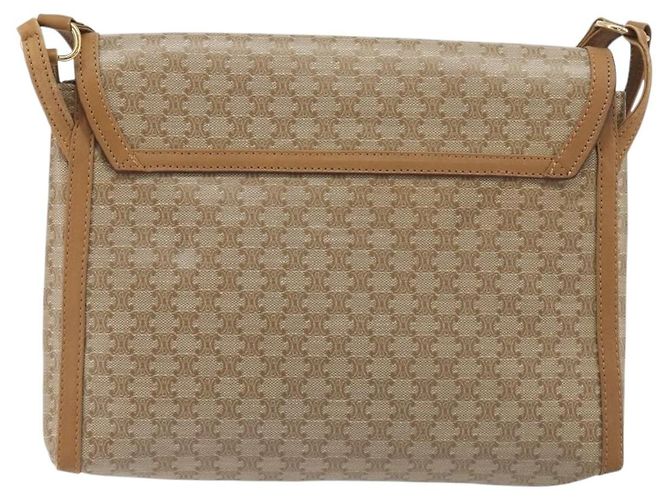 Céline Borsa a Tracolla CELINE Macadam PVC Pelle Beige Tono Oro Auth 194144A - vista 2